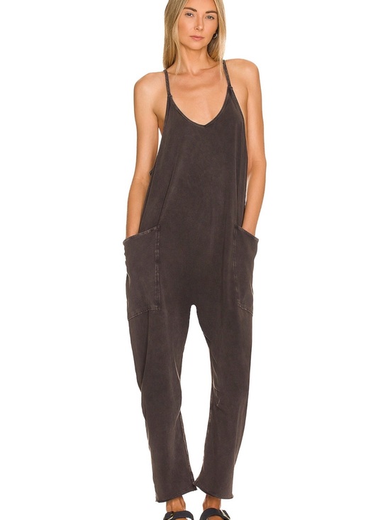 FP Movement by Free People Pants - FP Movement by Free People Hot Shot Onesie OVERSIZED Jumpsuit in Washed Black